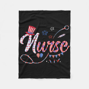 Nurse 4th Of July American Flag Independence Day Fleece Blanket