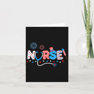 Nurse 4th Of July American Flag Patriotic Usa Stet Card