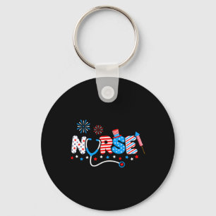 Nurse 4th Of July American Flag Patriotic Usa Stet Key Ring