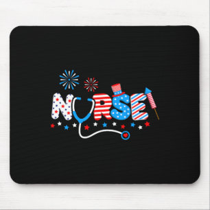 Nurse 4th Of July American Flag Patriotic Usa Stet Mouse Pad