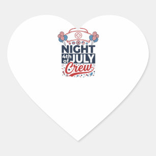 Nurse 4th of July Night Crew Patriotic Shirt Desig Heart Sticker