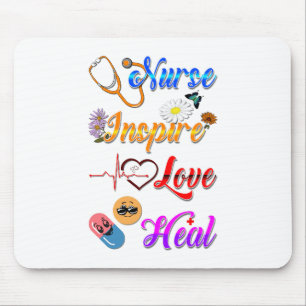 Nurse Accessories Inspire Love Heal Med Therapist Mouse Pad