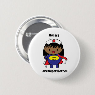 Nurse African American Super Hero Personalise 6 Cm Round Badge
