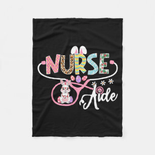 Nurse Aide Easter Bunny Egg Stethoscope Nursing Fleece Blanket