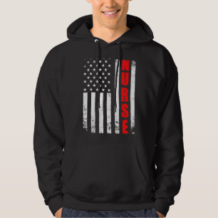 Nurse American Flag Patriotic Usa Stethoscope Job Hoodie