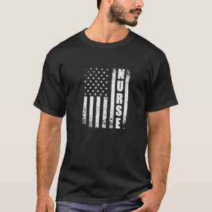 Nurse American Flag Patriotic USA Stethoscope Job T-Shirt