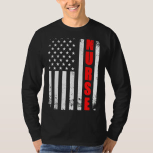 Nurse American Flag Patriotic Usa Stethoscope Job T-Shirt