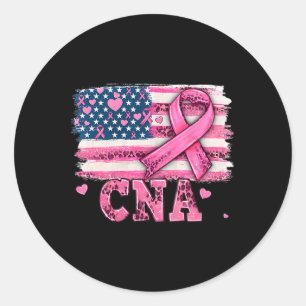Nurse American Flag Pink Ribbon Breast Cancer Awar Classic Round Sticker