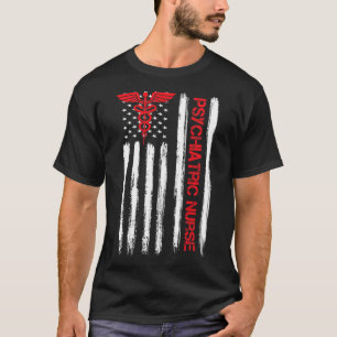 Nurse American Flag Rn Mental Health Psych Nurse T-Shirt