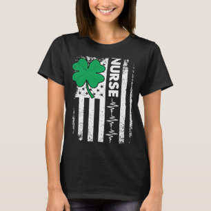 Nurse American Flag Shamrock St Patricks Day Nursi T-Shirt