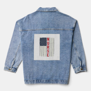Nurse American Flag Vintage Engraving Shirt Design Denim Jacket