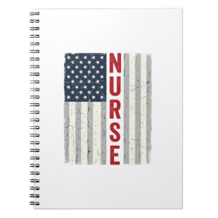 Nurse American Flag Vintage Engraving Shirt Design Notebook