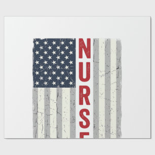 Nurse American Flag Vintage Engraving Shirt Design Wrapping Paper