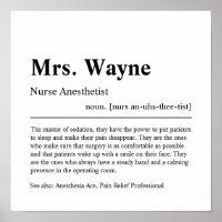 Nurse Anaesthetist Personalised Gift Poster