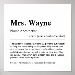 Nurse Anaesthetist Personalised Gift Poster