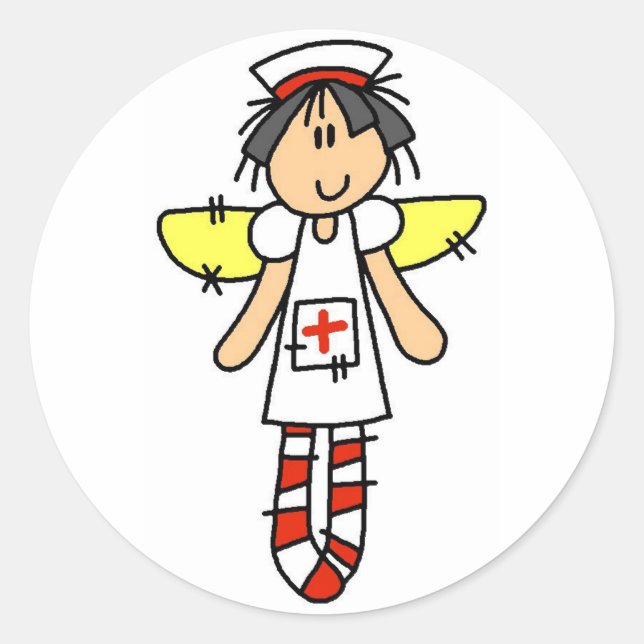 Nurse Angel Classic Round Sticker (Front)