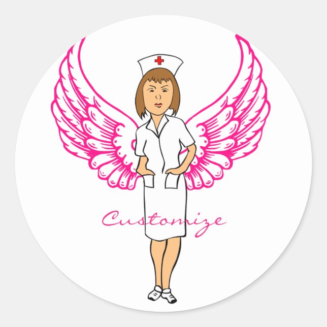 Nurse Angel Wings Thunder_Cove Classic Round Sticker (Front)