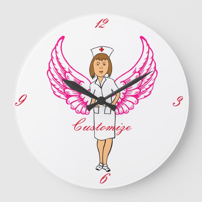 Nurse Angel Wings Thunder_Cove Large Clock (Front)