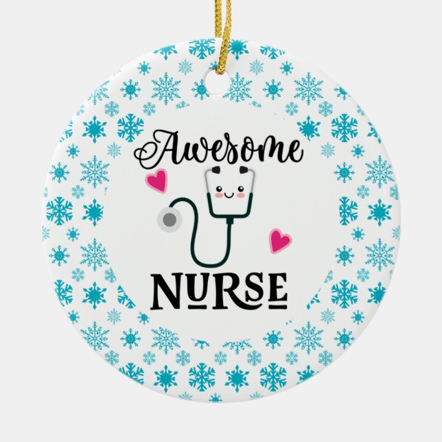 Nurse Appreciation Gift Ceramic Ornament (Front)