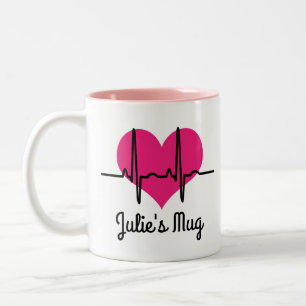 Nurse Appreciation Heartbeat Personalized Two-Tone Coffee Mug