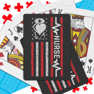 Nurse Appreciation Hero Heart Life American Flag Playing Cards