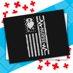 Nurse Appreciation Hero Heart Life American Flag Postcard