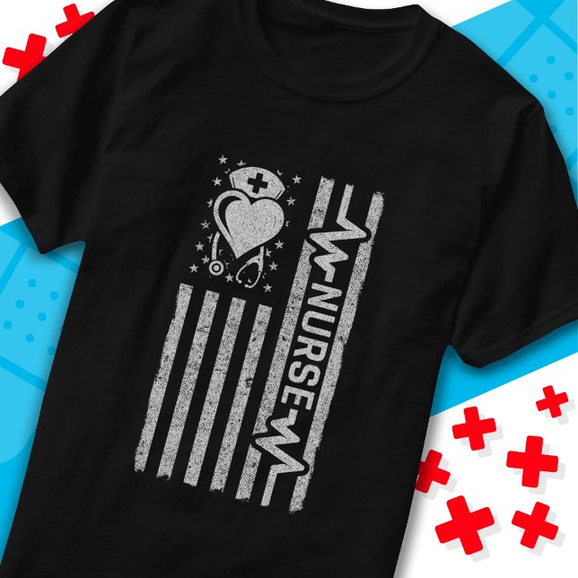 Nurse Appreciation Hero Heart Life American Flag T-Shirt (Creator Uploaded)