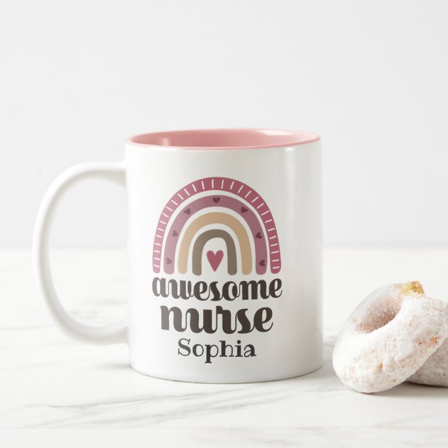 Nurse Appreciation Personalised Two-Tone Coffee Mug (With Donut)
