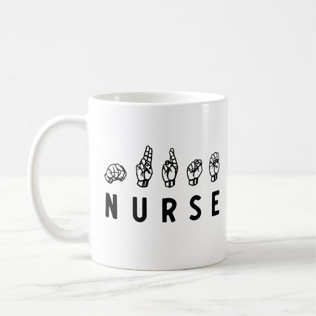 Nurse ASL hand sign language Nursing Grad RN gifts Coffee Mug (Left)