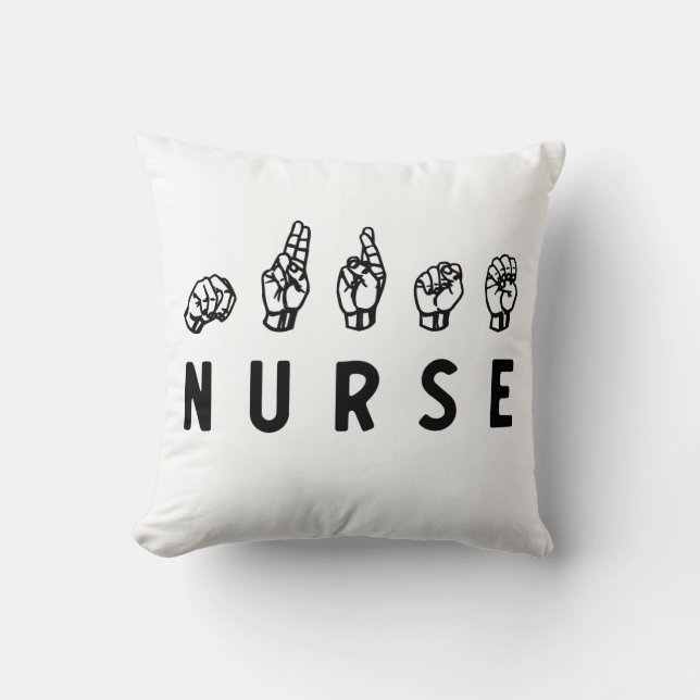 Nurse ASL hand sign language Nursing Grad RN gifts Cushion (Front)