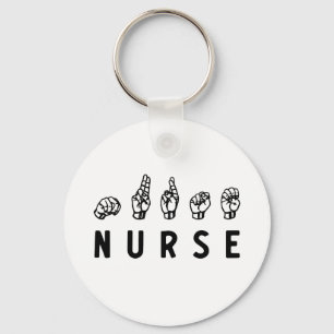 Nurse ASL hand sign language Nursing Grad RN gifts Key Ring