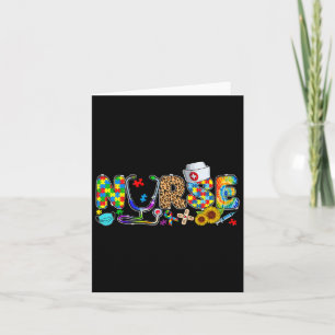 Nurse Autism Awareness Stethoscope And Puzzle Piec Card