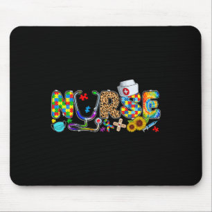 Nurse Autism Awareness Stethoscope And Puzzle Piec Mouse Pad