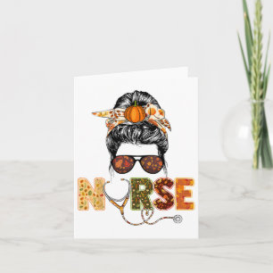 Nurse Autumn Fall Thanksgiving Stethocope Scrub Rn Card