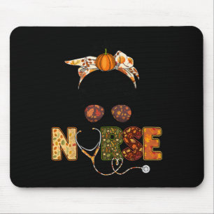 Nurse Autumn Fall Thanksgiving Stethocope Scrub RN Mouse Pad