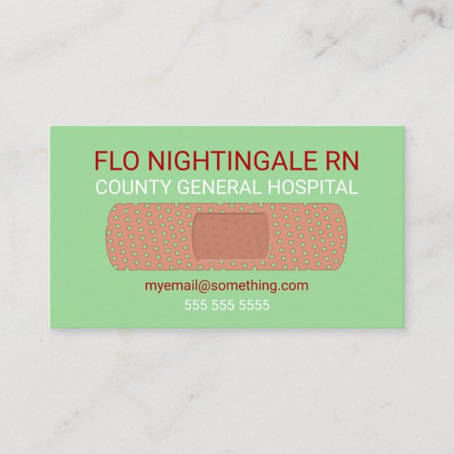 Nurse Bandage Scrubs Green Business Card (Front)