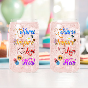 Nurse Barware Inspire Love Heal Med Therapist Can Glass
