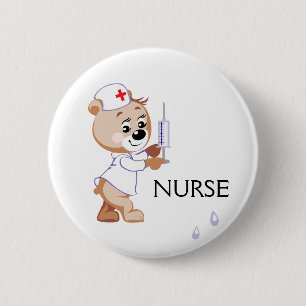 Nurse Bear 6 Cm Round Badge