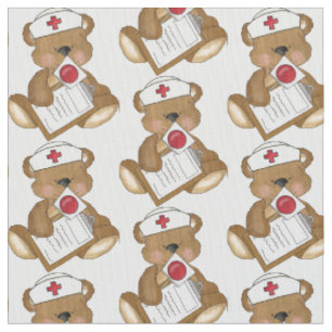 Nurse Bear Cartoon Pima cotton fabric