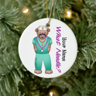 Nurse Bear Ceramic Ornament