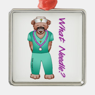 Nurse Bear Metal Ornament