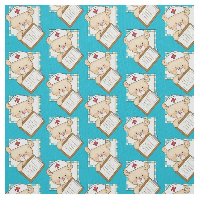 Nurse Bear Pima cotton fabric (Swatch)