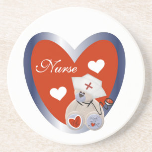 Nurse Bear With Heart T-shirts and Gifts Coaster
