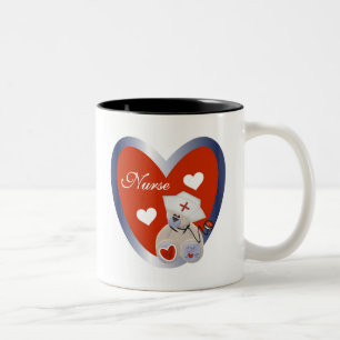 Nurse Bear With Heart T-shirts and Gifts Two-Tone Coffee Mug