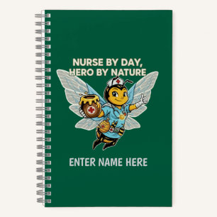 Nurse Bee Hero Retro Cartoon Medical Healthcare Notebook