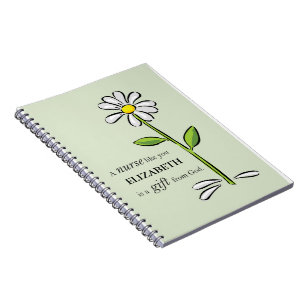 Nurse Birthday Religious Green Daisy Personalised Notebook