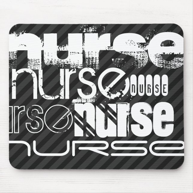 Nurse; Black & Dark Grey Stripes Mouse Pad (Front)