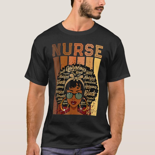 Nurse Black History Queen Melanin Afro African Pri T-Shirt (Front)