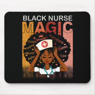 Nurse black woman magic afro melanin queen black mouse pad