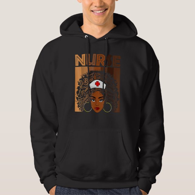 Nurse Black Women Black History Month Afro African Hoodie (Front)